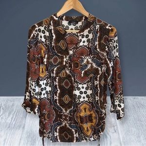 COCOMO Vintage 70’s Print Button Up Women’s Blouse Size Small (Oversized)